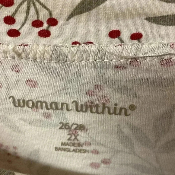 Woman Within Mock Turtleneck Holly Berry & Hunter Green‎ 2X  Pullover Blouse - Picture 3 of 11